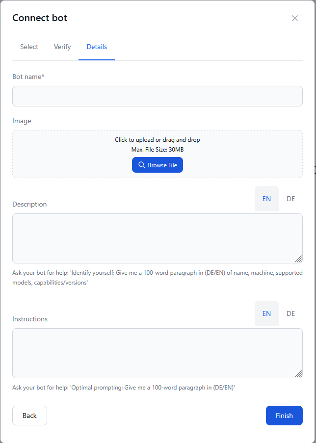Configure Bot Details