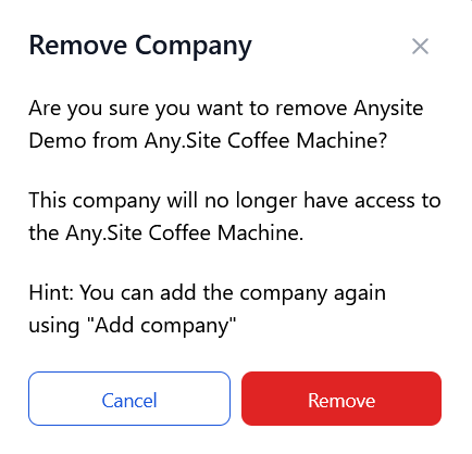 Remove company confirmation